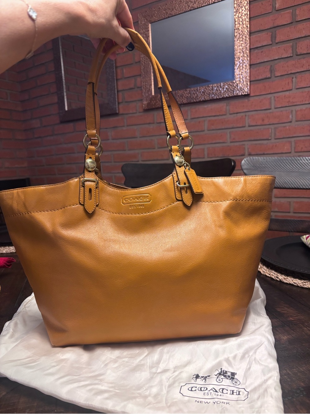 Coach Saffron Yellow Leather Carly Tote